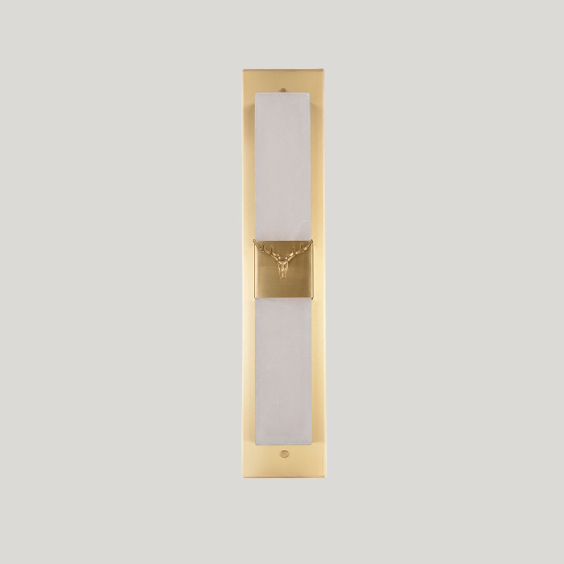 Celine Alabaster Brass Deer Head Wall Sconce