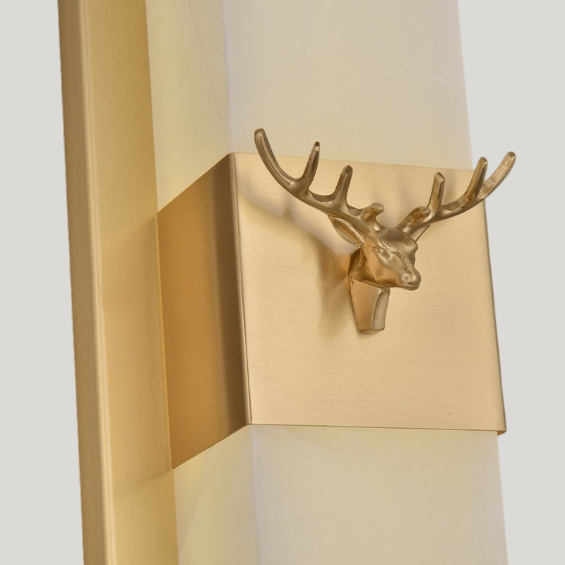 Celine Alabaster Brass Deer Head Wall Sconce
