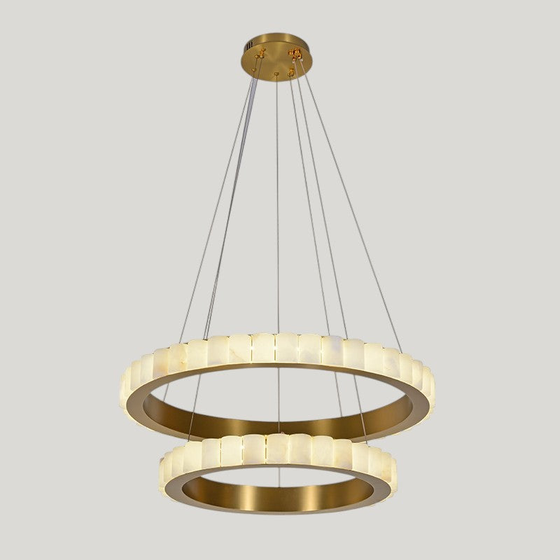 Ring Alabaster Two-Tier Round Chandelier