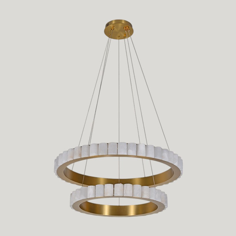 Ring Alabaster Two-Tier Round Chandelier