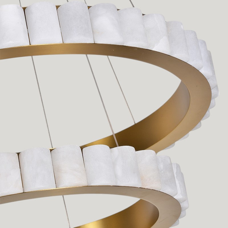 Ring Alabaster Two-Tier Round Chandelier