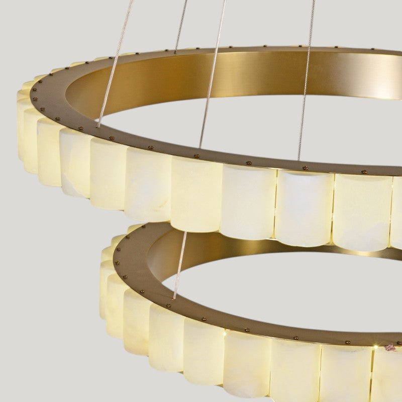 Ring Alabaster Two-Tier Round Chandelier