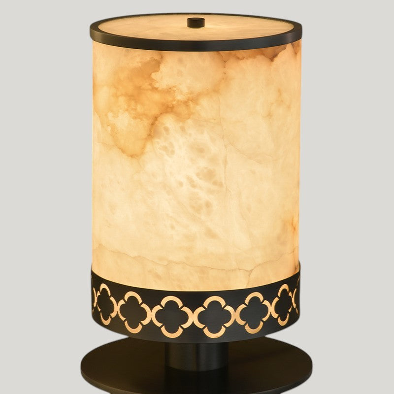 Plum Blossom Cylindrical Alabaster Table Lamp