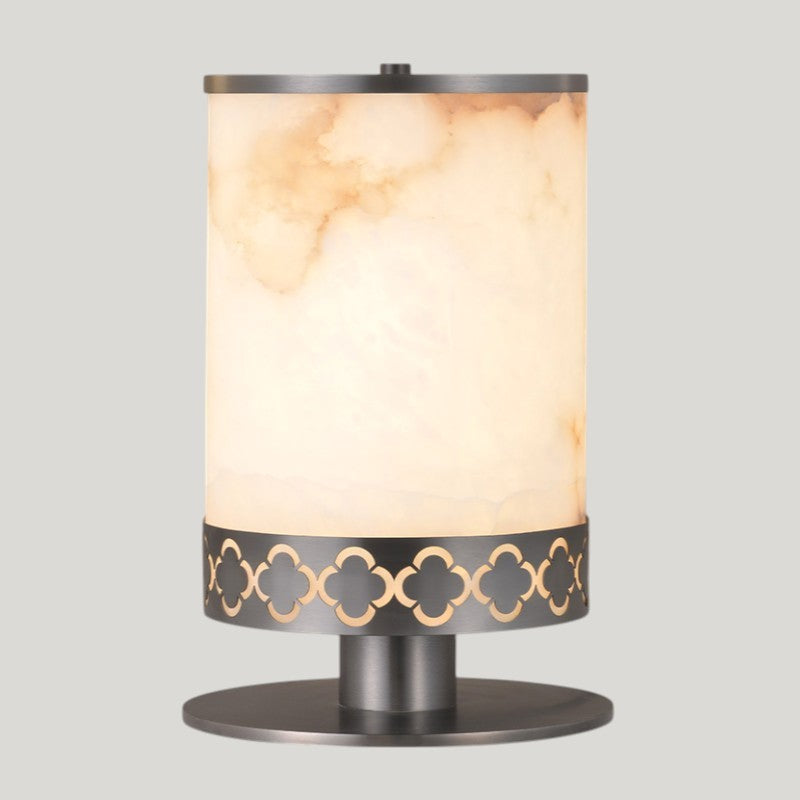 Plum Blossom Cylindrical Alabaster Table Lamp