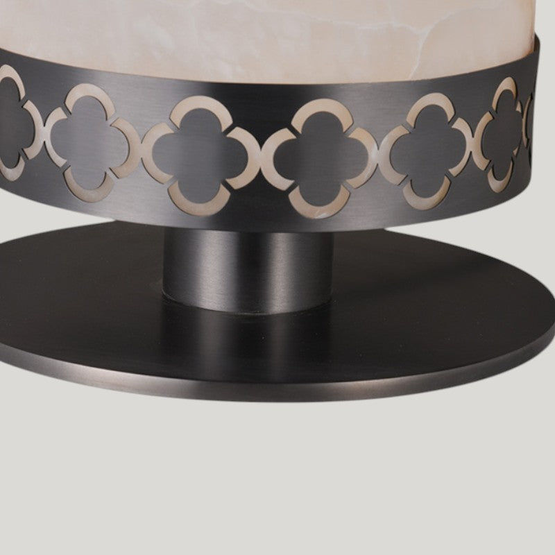 Plum Blossom Cylindrical Alabaster Table Lamp